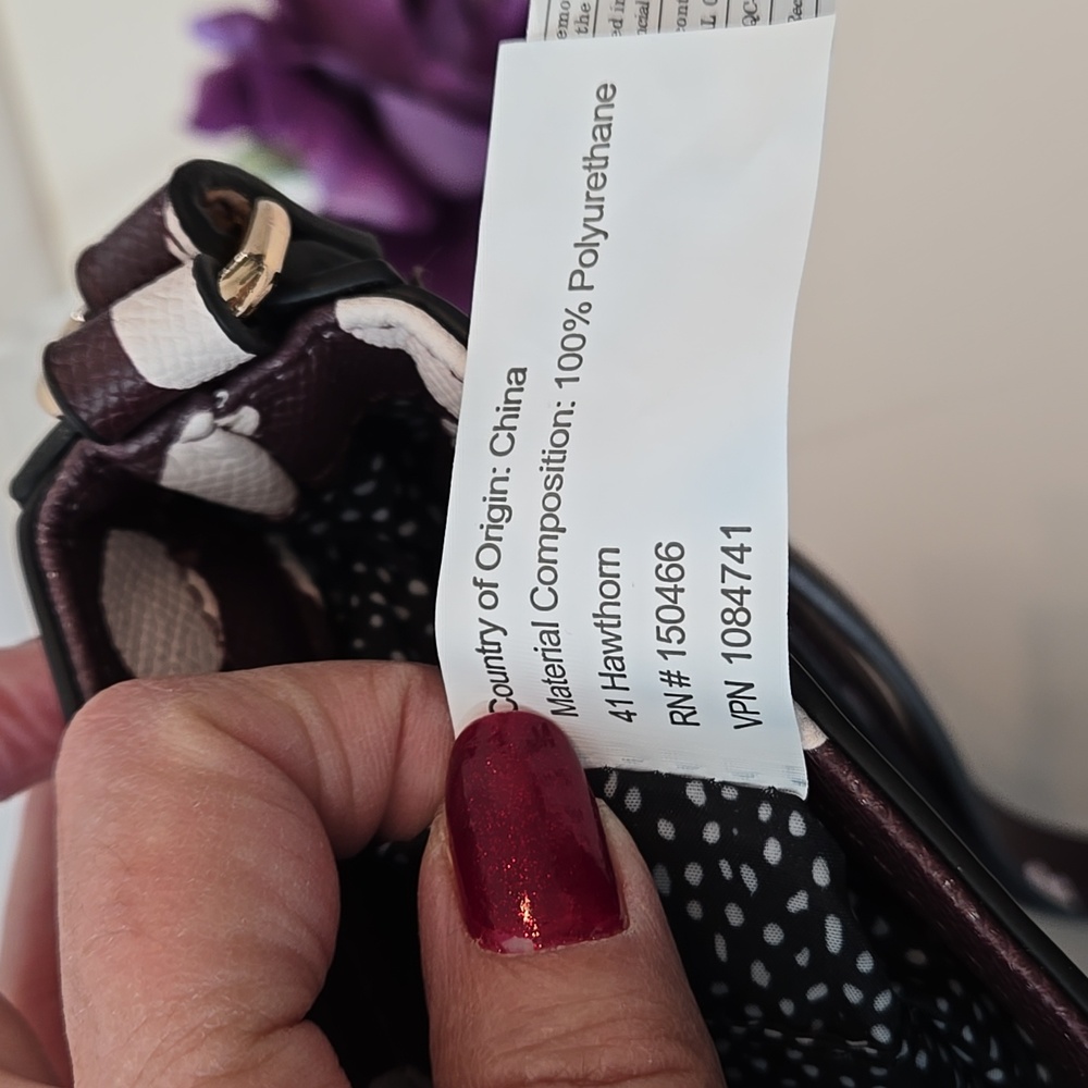 41 Hawthorn Faux Leather Crossbody Bag | Burgundy & Cream, Gold Hardware, NWOT - Picture 11 of 12